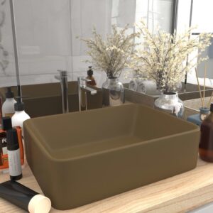 Luxury Wash Basin Matt Cream 41x30x12 cm Ceramic