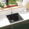 Kitchen Sink with Overflow Hole Black Granite
