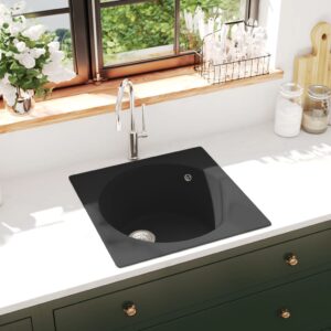 Kitchen Sink with Overflow Hole Black Granite