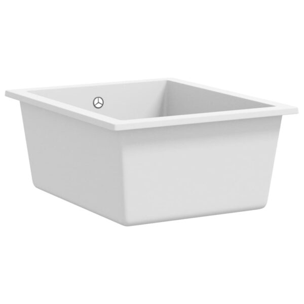 Kitchen Sink with Overflow Hole White Granite