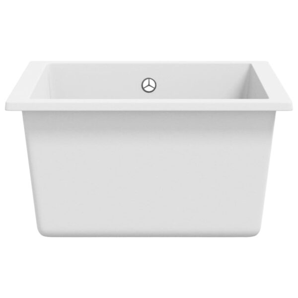 Kitchen Sink with Overflow Hole White Granite