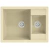 Kitchen Sink with Overflow Hole Double Basins Beige Granite