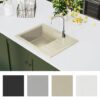 Kitchen Sink with Overflow Hole Oval Beige Granite