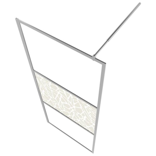 Walk-in Shower Wall ESG Glass with Stone Design 80x195 cm