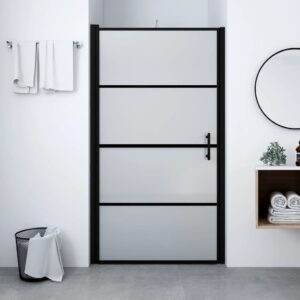 Shower Door Frost Tempered Glass 81x195 cm Black