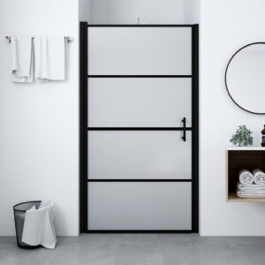 Shower Door Frost Tempered Glass 100x178 cm Black