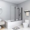 Folding Shower Enclosure 3 Panels ESG 130x138 cm Black
