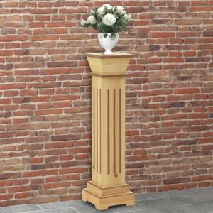 Classic Square Pillar Plant Stand Light Wood 17x17x66 cm MDF