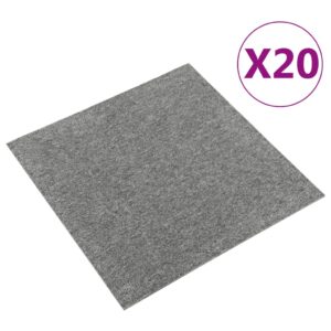 Carpet Floor Tiles 20 pcs 5 mA square 50x50 cm Grey