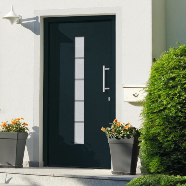 Front Door Aluminium and PVC Anthracite 100x210 cm