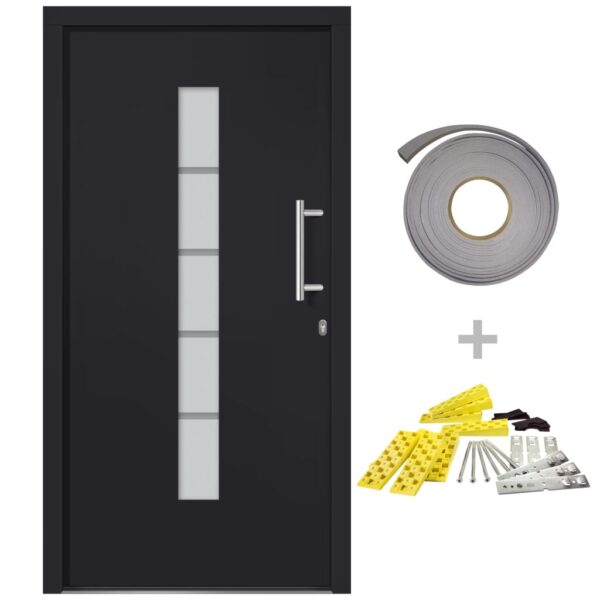 Front Door Aluminium and PVC Anthracite 100x210 cm
