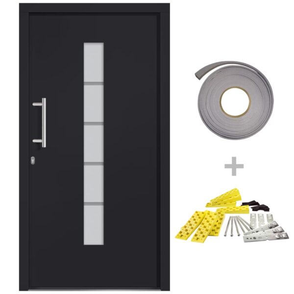 Front Door Aluminium and PVC Anthracite 100x200 cm