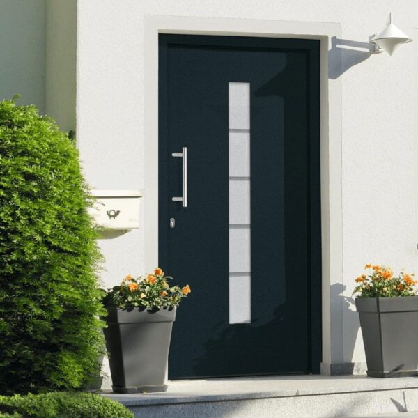 Front Door Aluminium and PVC Anthracite 100x200 cm