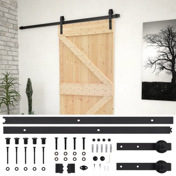 Sliding Door with Hardware Set 90x210 cm Solid Pine Wood