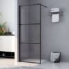Walk-in Shower Wall with Clear ESG Glass Black 115x195 cm