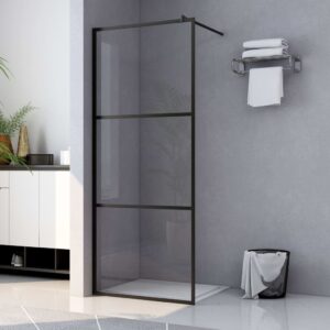 Walk-in Shower Wall with Clear ESG Glass Black 115x195 cm