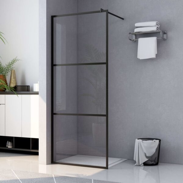 Walk-in Shower Wall with Clear ESG Glass Black 115x195 cm
