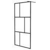 Walk-in Shower Wall with Tempered Glass Black 100x195 cm
