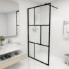 Walk-in Shower Wall with Tempered Glass Black 100x195 cm
