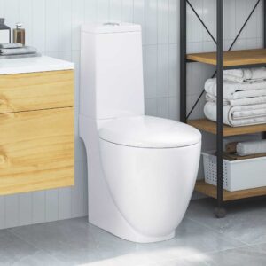 WC Ceramic Toilet Bathroom Round Toilet Bottom Water Flow White