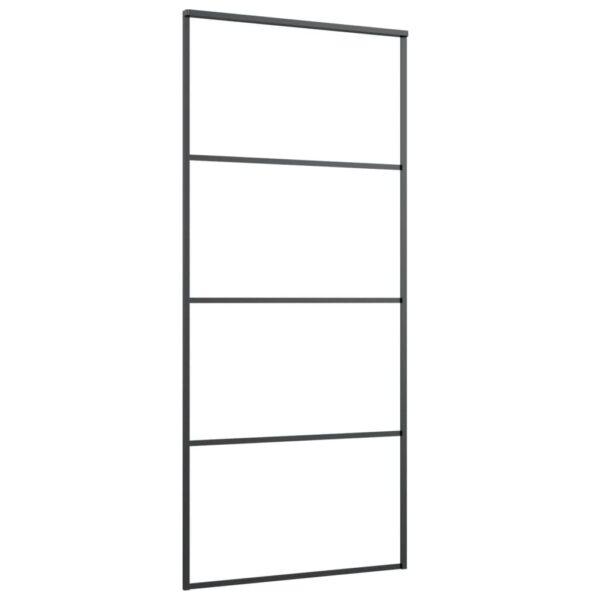 Sliding Door Aluminium and ESG Glass 90x205 cm Black