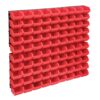 96 Piece Storage Bin Kit with Wall Panels Red and Black