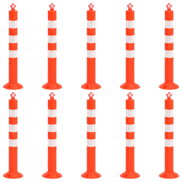 Traffic Control Bollards 10 pcs with Chain 75 cm PE