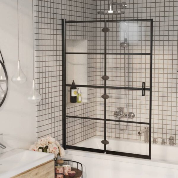 Folding Shower Enclosure ESG 100x140 cm Black