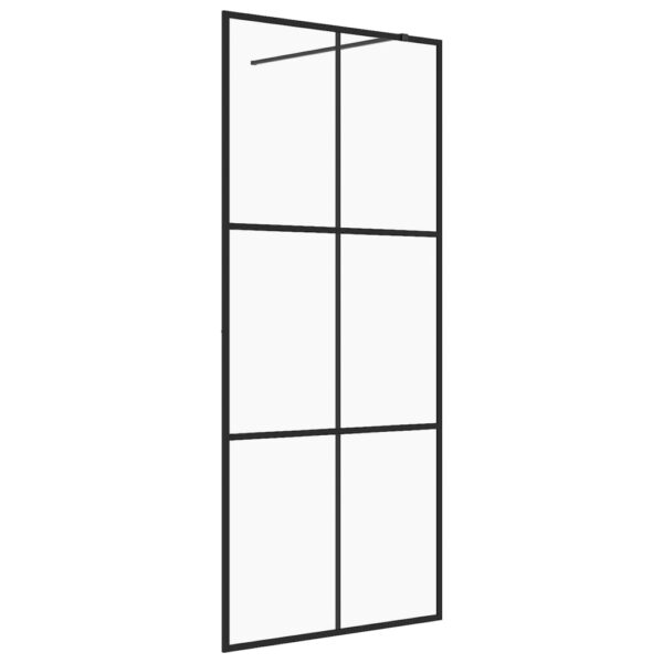 Walk-in Shower Wall with Clear ESG Glass 115x195 cm Black