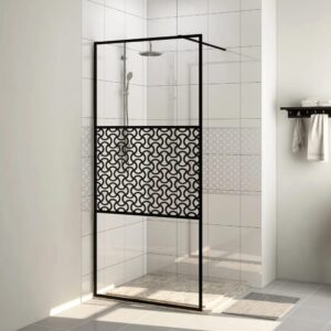 Walk-in Shower Wall with Clear ESG Glass 80x195 cm Black