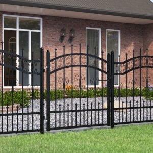 Fence Gate with Spear Top Black 103x150 cm Powder-coated Steel