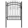 Fence Gate with Spear Top Black 103x175 cm Powder-coated Steel