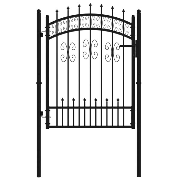 Fence Gate with Spear Top Black 103x175 cm Powder-coated Steel