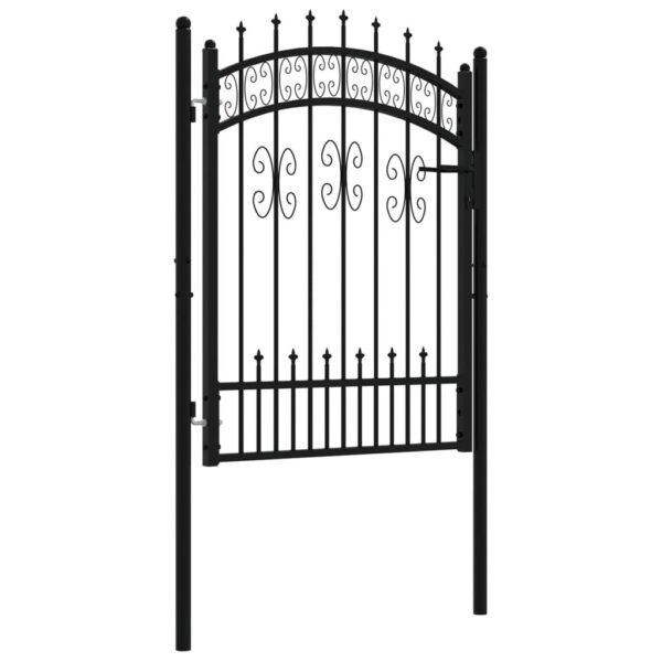 Fence Gate with Spear Top Black 103x175 cm Powder-coated Steel