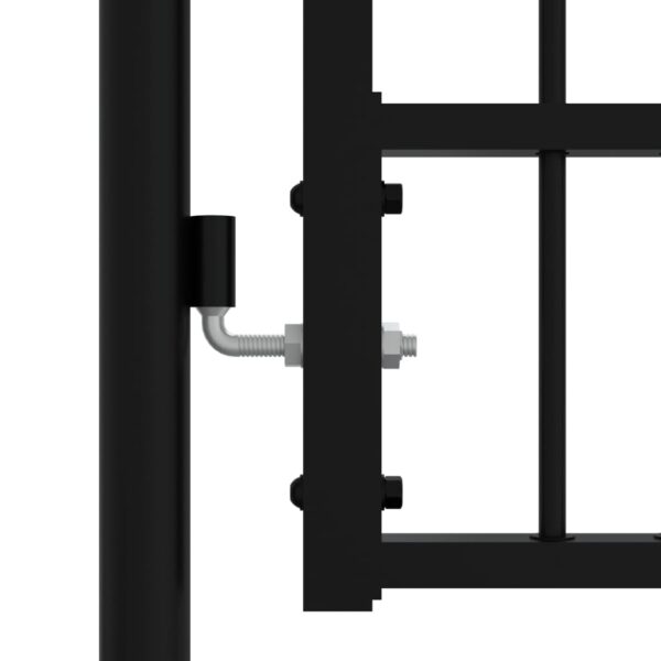 Fence Gate with Spear Top Black 103x175 cm Powder-coated Steel