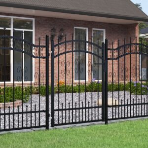 Fence Gate with Spear Top Black 103x175 cm Powder-coated Steel