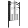 Fence Gate with Spear Top Black 103x200 cm Powder-coated Steel