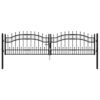 Fence Gate with Spear Top Black 305x120 cm Powder-coated Steel