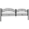 Fence Gate with Spear Top Black 305x120 cm Powder-coated Steel