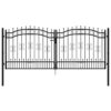Fence Gate with Spear Top Black 305x173 cm Powder-coated Steel
