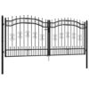 Fence Gate with Spear Top Black 305x173 cm Powder-coated Steel