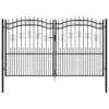 Fence Gate with Spear Top Black 305x223 cm Powder-coated Steel