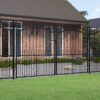 Fence Gate with Spear Top Black 305x223 cm Powder-coated Steel