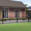 Fence Gate with Spear Top Black 406x223 cm Powder-coated Steel