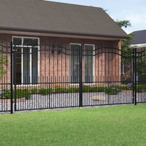 Fence Gate with Spear Top Black 406x223 cm Powder-coated Steel