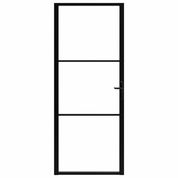 Interior Door ESG Glass and Aluminium 93x201.5 cm Black