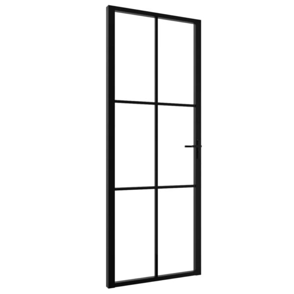 Interior Door ESG Glass and Aluminium 76x201.5 cm Black