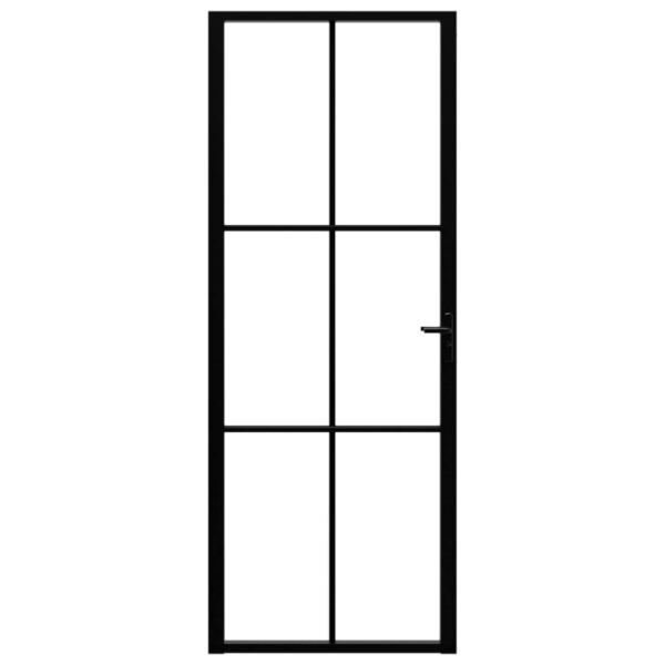 Interior Door ESG Glass and Aluminium 76x201.5 cm Black