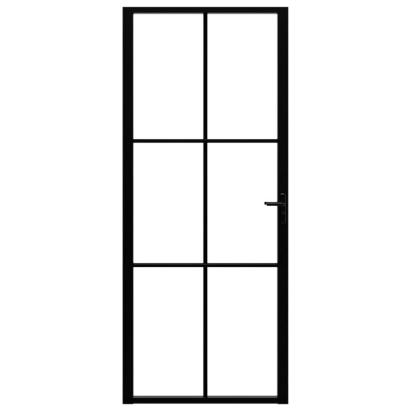 Interior Door ESG Glass and Aluminium 83x201.5 cm Black