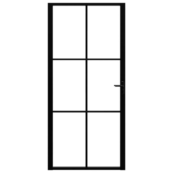 Interior Door ESG Glass and Aluminium 93x201.5 cm Black